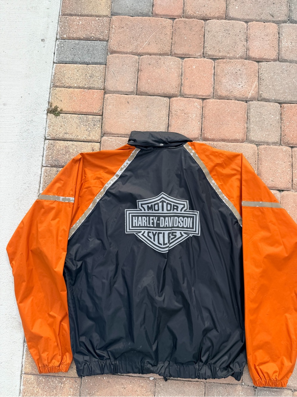 Harley-Davidson Men’s XL Reflective Orange Black Rain Riding Jacket